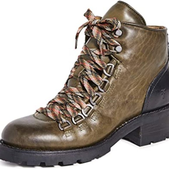 Rare Frye Alta Hiker leather two tone olive multi hiking boot - Picture 10 of 10